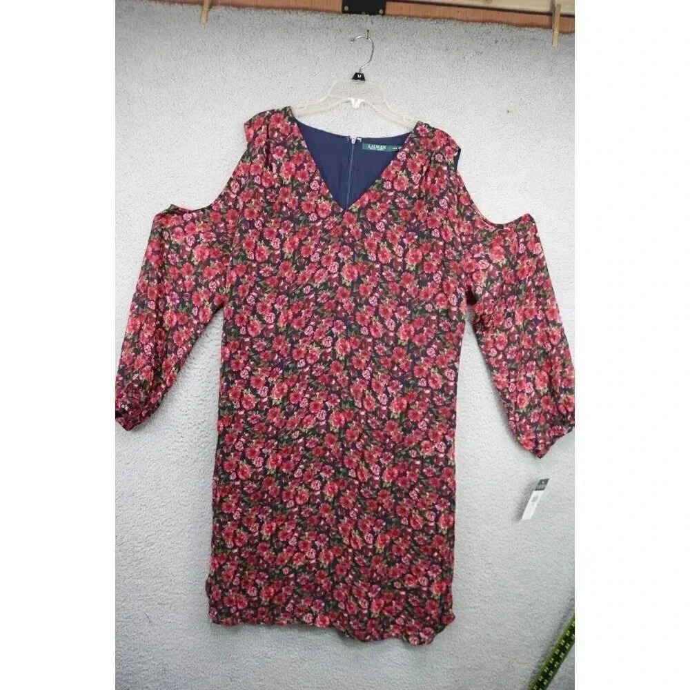 Laurenโ Ralph Lauren Cold Shoulder Chiffon Dress-Size 22W-Lined-New w/Tags